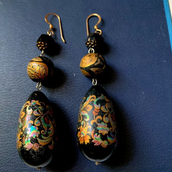 14K Gold Japanese Tensha Bead Hand Crafted Earrings